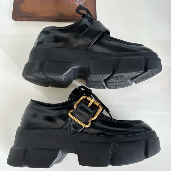 Prada Chunky Soled Derby Lace-up Loafers with Oversized buckle size 36 - Picture 13 of 16